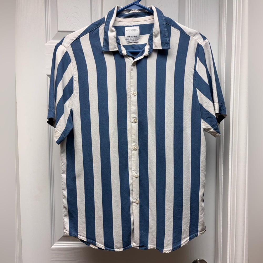 Denim & Flower Ricky Singh Striped Button-Down Shirt Medium